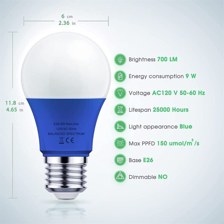 Blue Spectrum Grow Light Bulbs for Seedlings 3